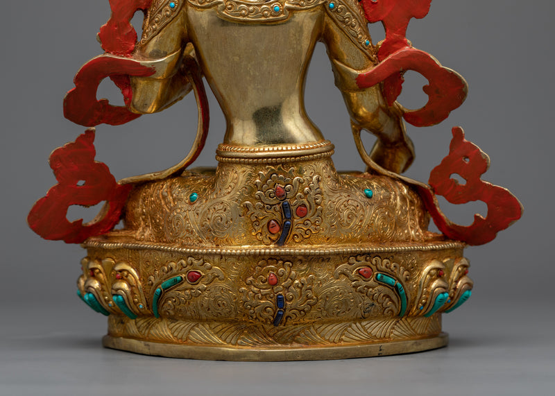 Dolma Karpo (White Tara) Sculpture | 24K Gold Gilded Serenity