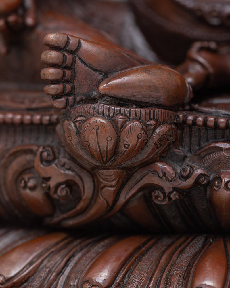 Dzambhala Sculpture in Oxidized Copper | Buddhist Deity of Wealth