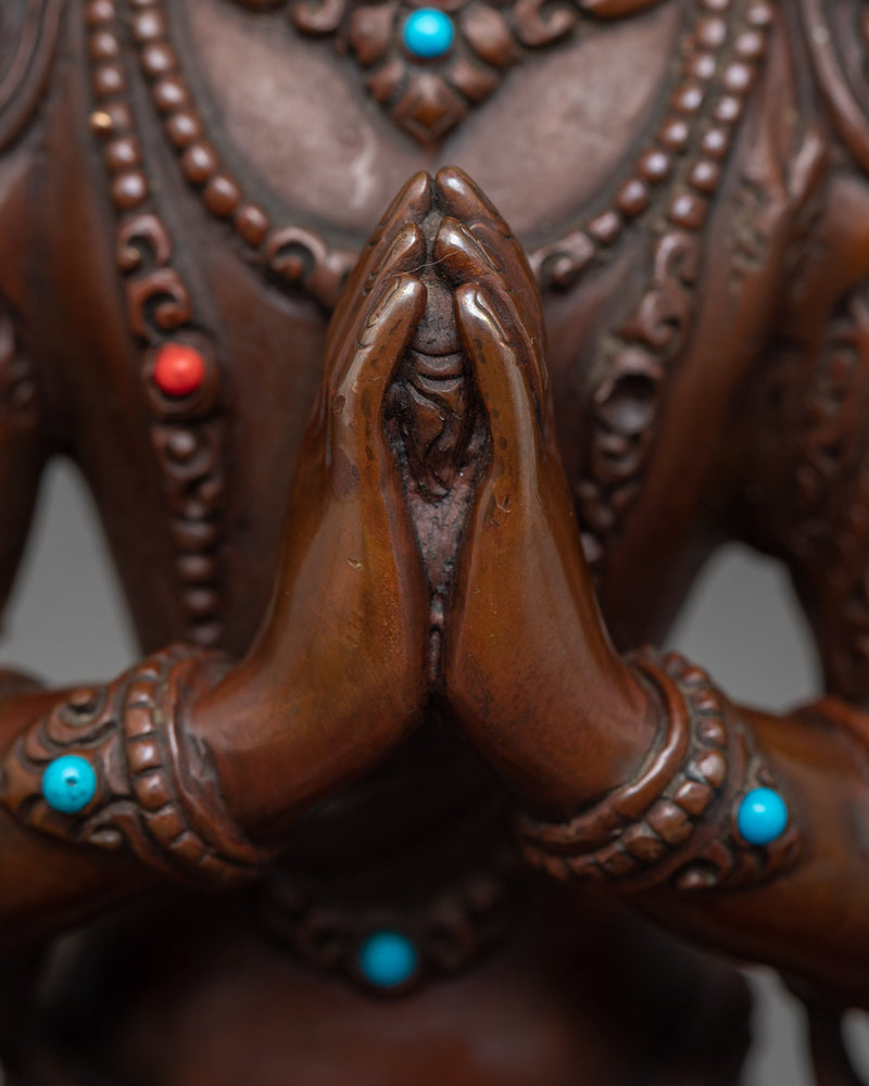 Chenrezig Bodhisattva Oxidized Statue | Symbol of Universal Compassion