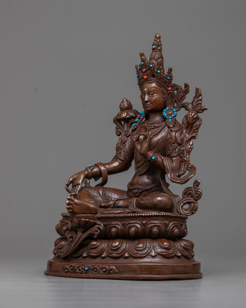 green-tara-oxidized statue