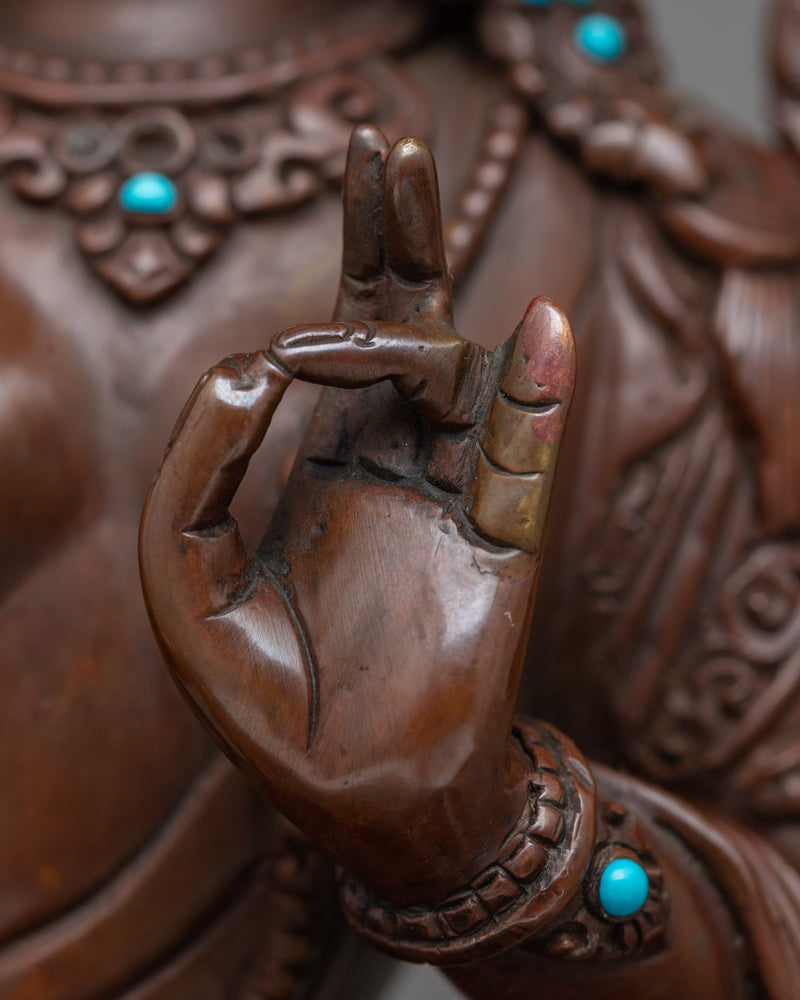 Green Tara Oxidized Copper Statue | Emblem of Active Compassion