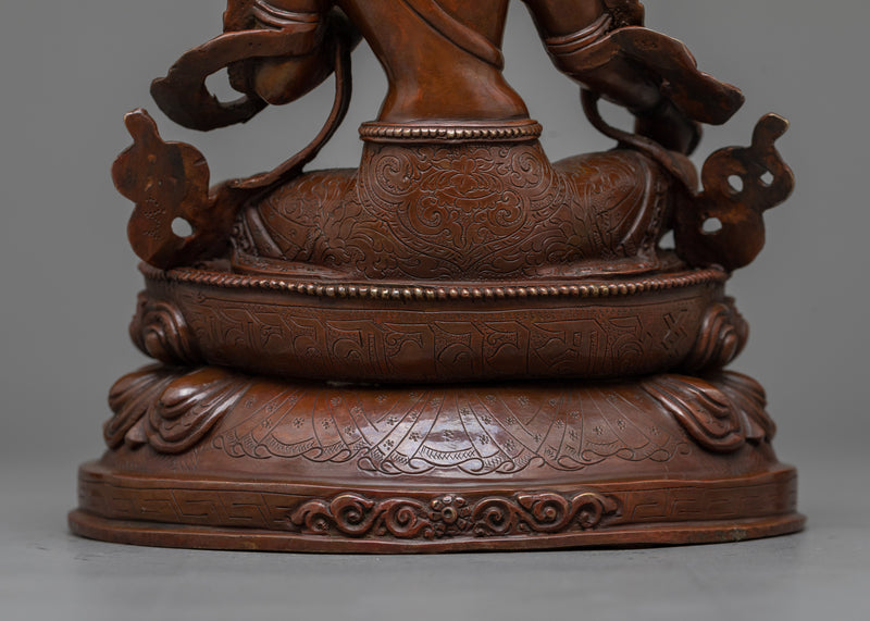 Green Tara Oxidized Copper Statue | Emblem of Active Compassion