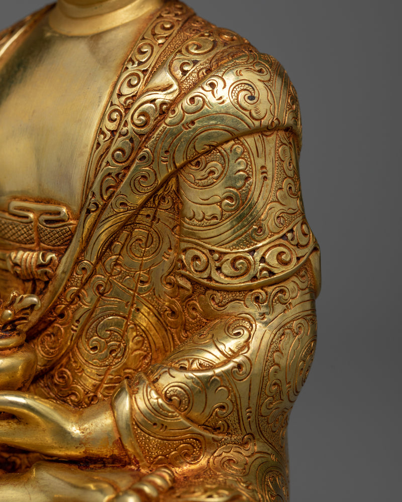 Healing Touch of Medicine Buddha Sculpture | 24K Gold Gilded Statue