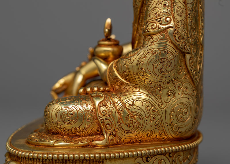 Healing Touch of Medicine Buddha Sculpture | 24K Gold Gilded Statue