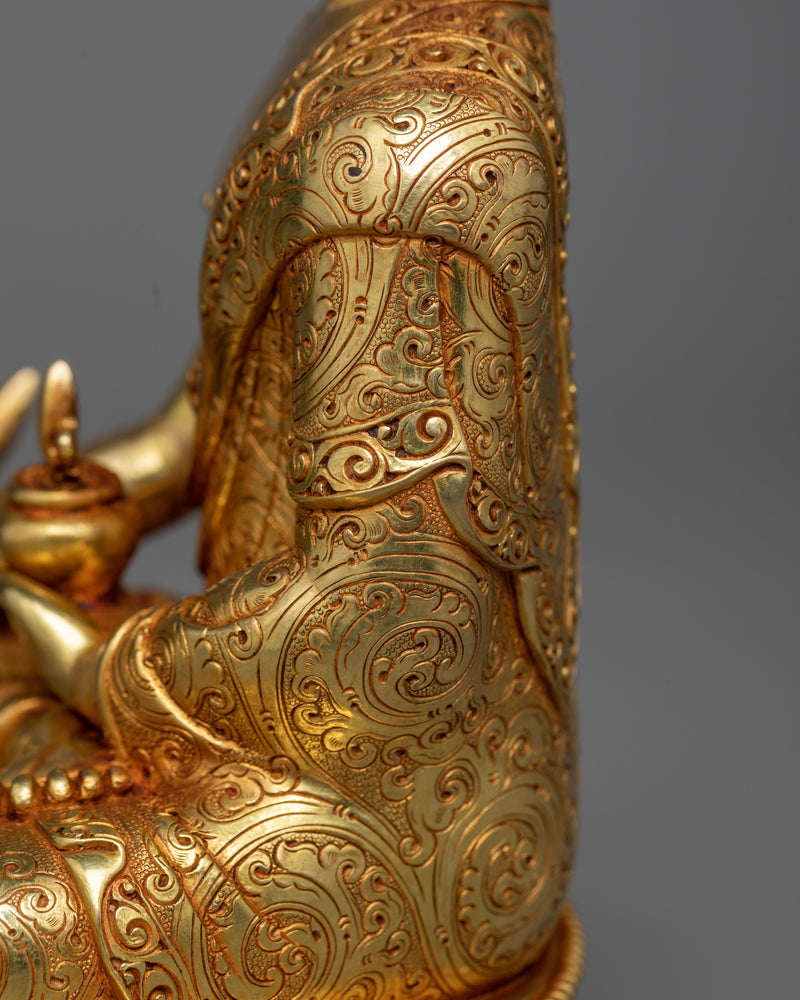 Healing Touch of Medicine Buddha Sculpture | 24K Gold Gilded Statue