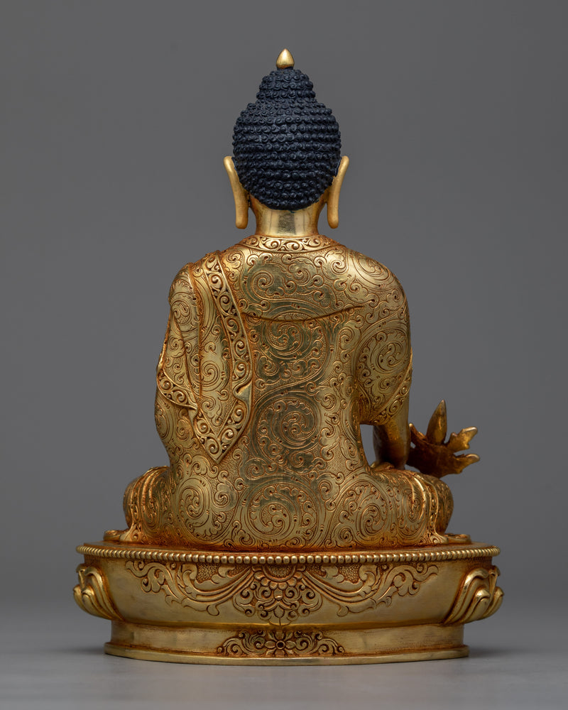 Healing Touch of Medicine Buddha Sculpture | 24K Gold Gilded Statue