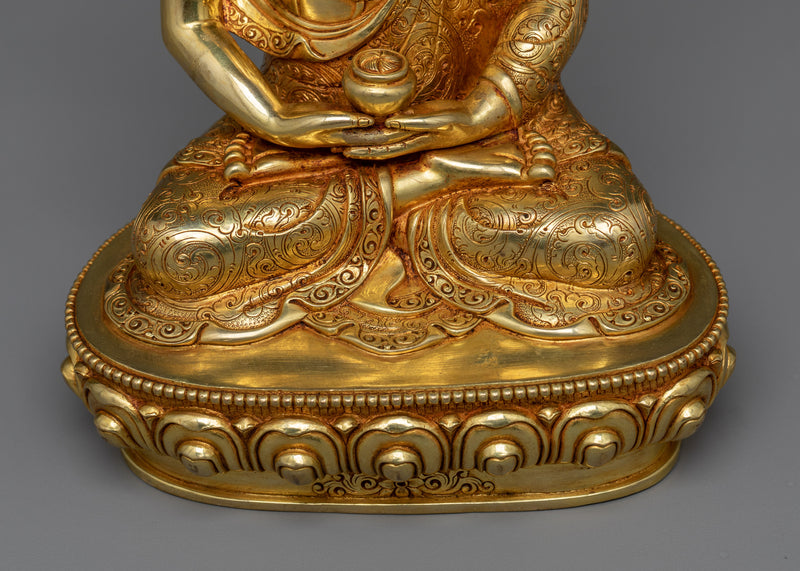 Embrace Infinite Light with Amitabha Buddha Sculpture | Radiant Gold Gilded Art