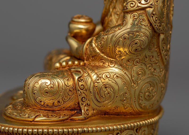 Embrace Infinite Light with Amitabha Buddha Sculpture | Radiant Gold Gilded Art