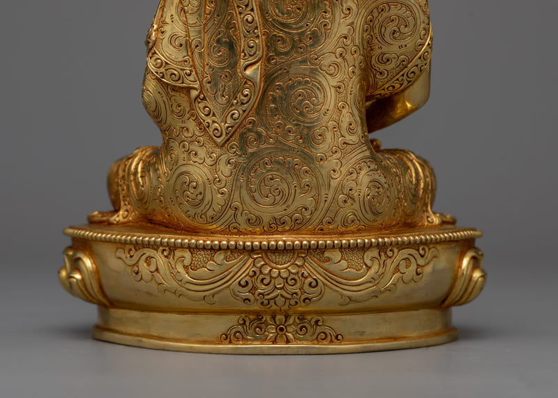 Embrace Infinite Light with Amitabha Buddha Sculpture | Radiant Gold Gilded Art