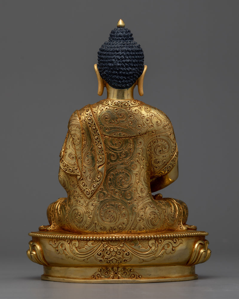 Embrace Infinite Light with Amitabha Buddha Sculpture | Radiant Gold Gilded Art