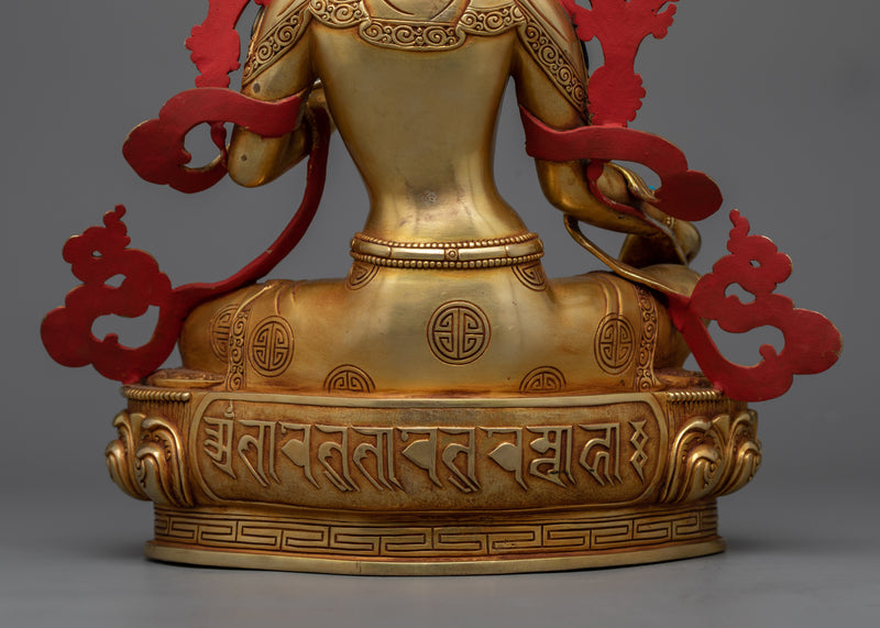 Spiritual Green Tara Statue | Embodiment of Compassion and Protection in 24K Gold