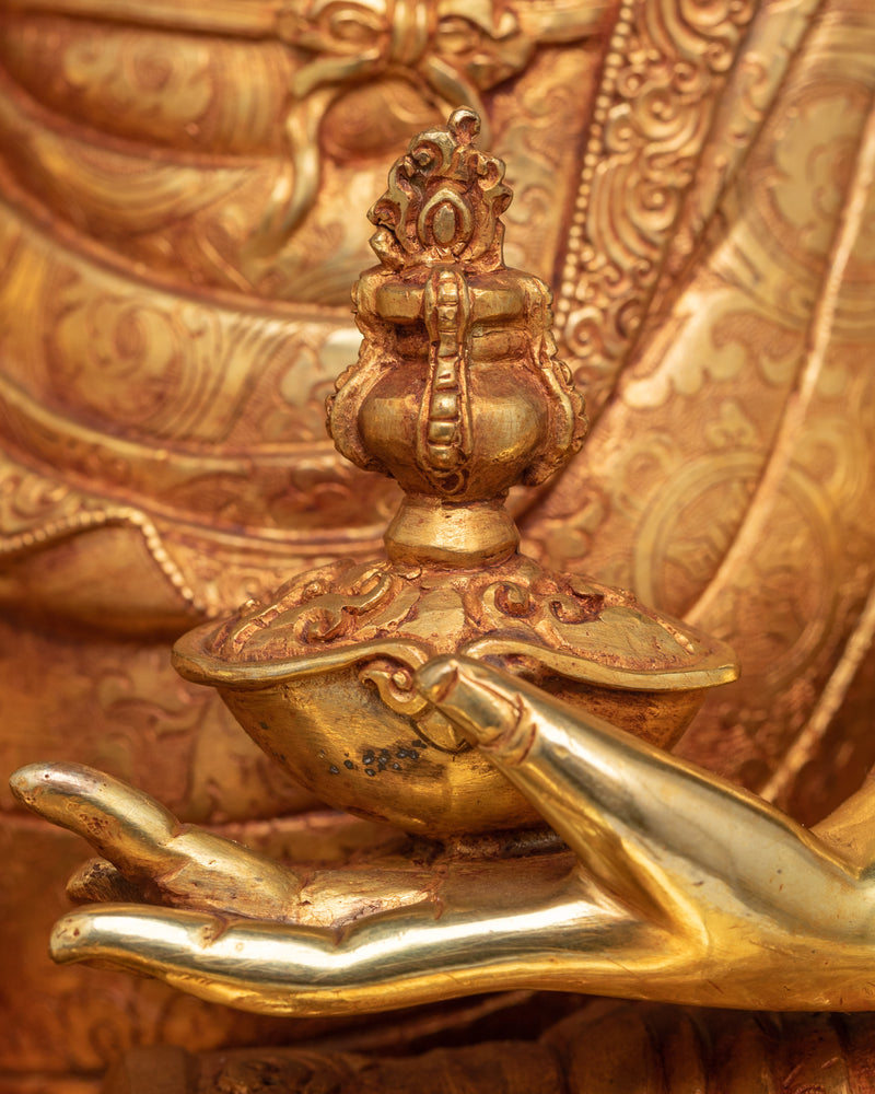 Guru Rinpoche Sculpture in 24K Gold | A Masterpiece of Vajrayana Buddhism