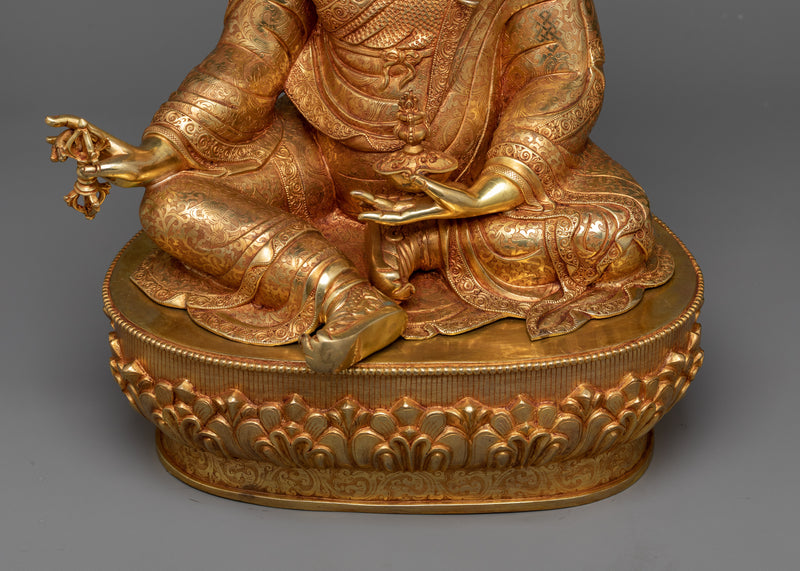 Guru Rinpoche Sculpture in 24K Gold | A Masterpiece of Vajrayana Buddhism