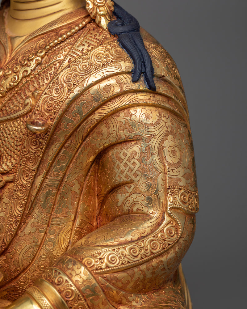 Guru Rinpoche Sculpture in 24K Gold | A Masterpiece of Vajrayana Buddhism