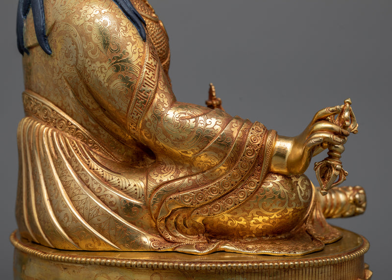 Guru Rinpoche Sculpture in 24K Gold | A Masterpiece of Vajrayana Buddhism