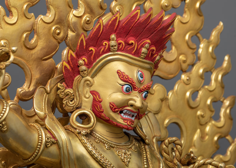 Vajrapani Sculpture in 24K Gold | Guardian of Spiritual Strength