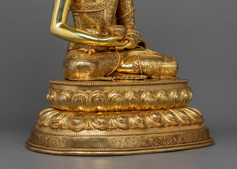 Amitabha Buddha Sculpture | Resplendent in Triple-Layered 24K Gold