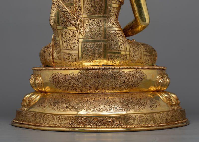 Amitabha Buddha Sculpture | Resplendent in Triple-Layered 24K Gold