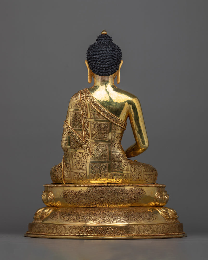 Amitabha Buddha Sculpture | Resplendent in Triple-Layered 24K Gold