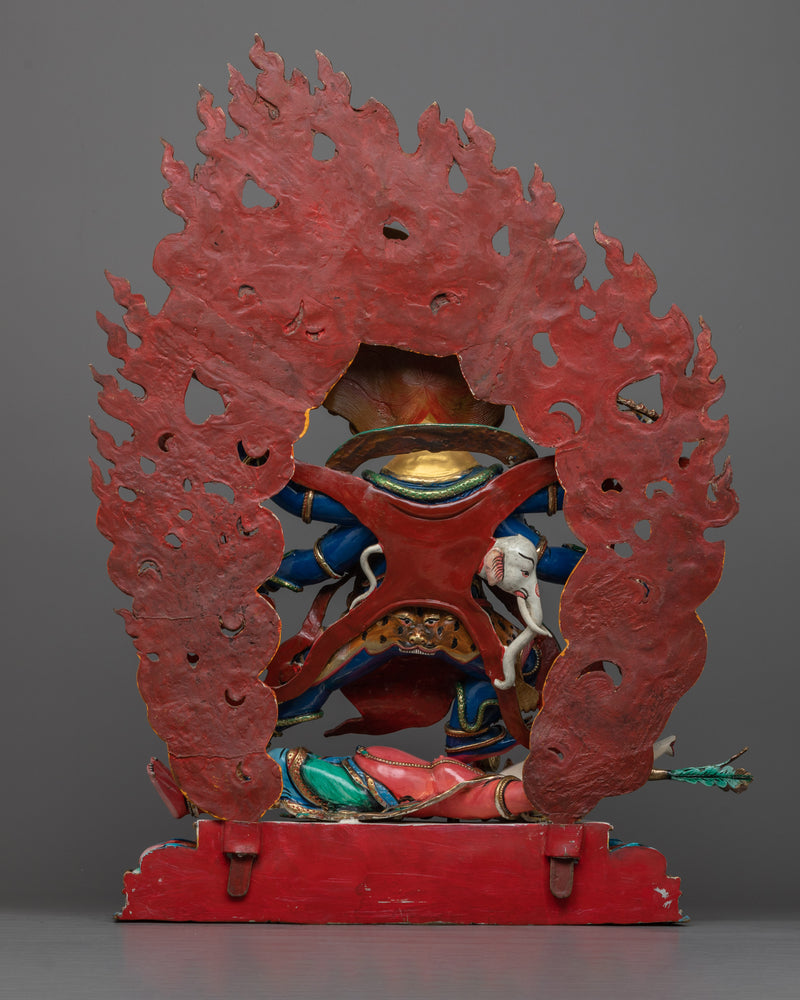 Six-Armed Mahakala Statue | A Majestic Protector in 24K Gold