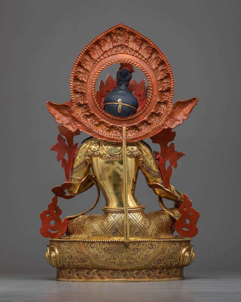 20-Inch Green Tara Statue in 24K Gold | Embodiment of Compassion