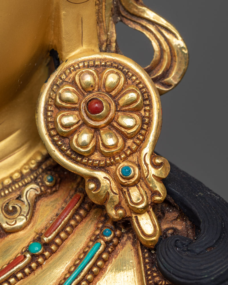 20-Inch Green Tara Statue in 24K Gold | Embodiment of Compassion