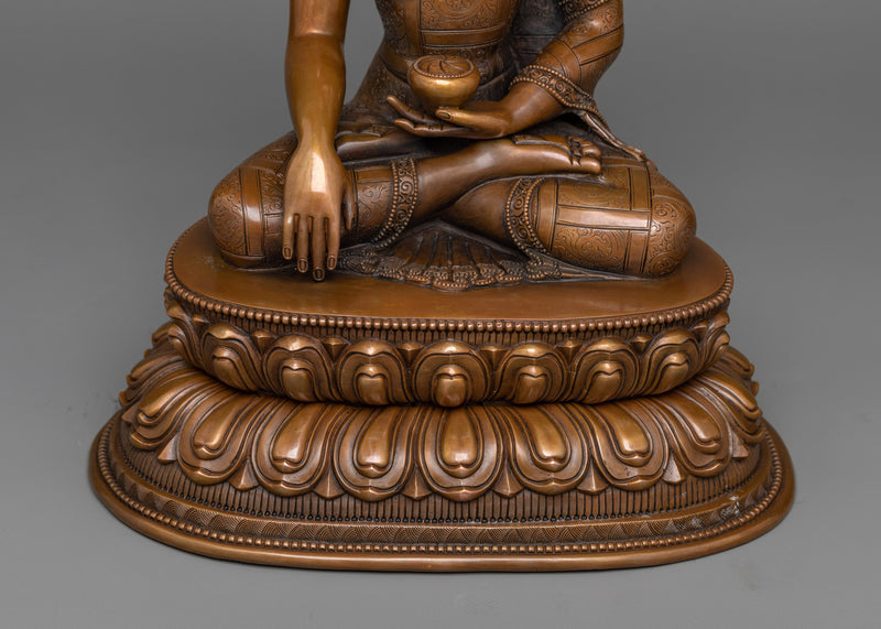 Serene Shakyamuni Buddha Statue for Home | Oxidized Copper Elegance