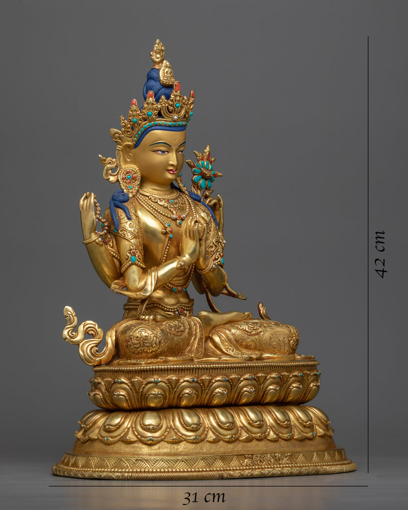 16.5 Inches Chenrezig Statue | Bodhisattva Buddha of Compassion