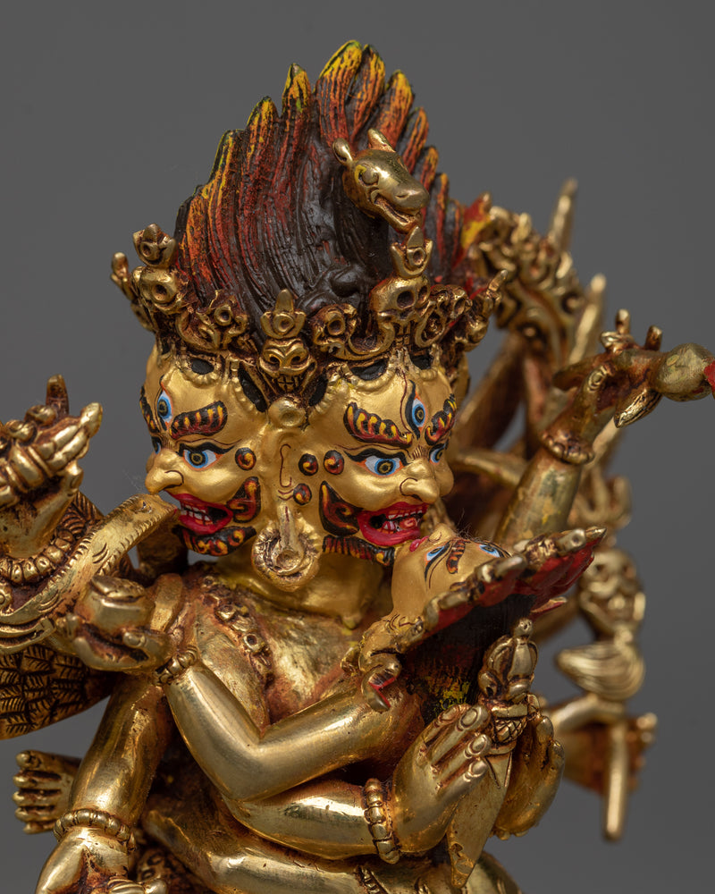 Vajrakilaya Statue in Triple-Layered 24K Gold | A Potent Tantric Symbol