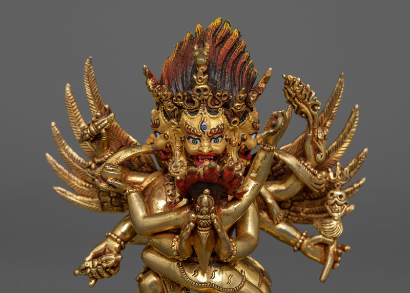 Vajrakilaya Statue in Triple-Layered 24K Gold | A Potent Tantric Symbol