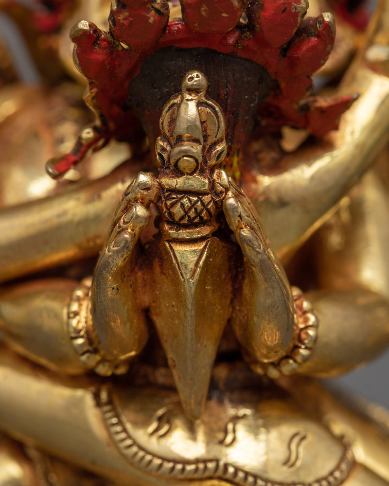 Vajrakilaya Statue in Triple-Layered 24K Gold | A Potent Tantric Symbol