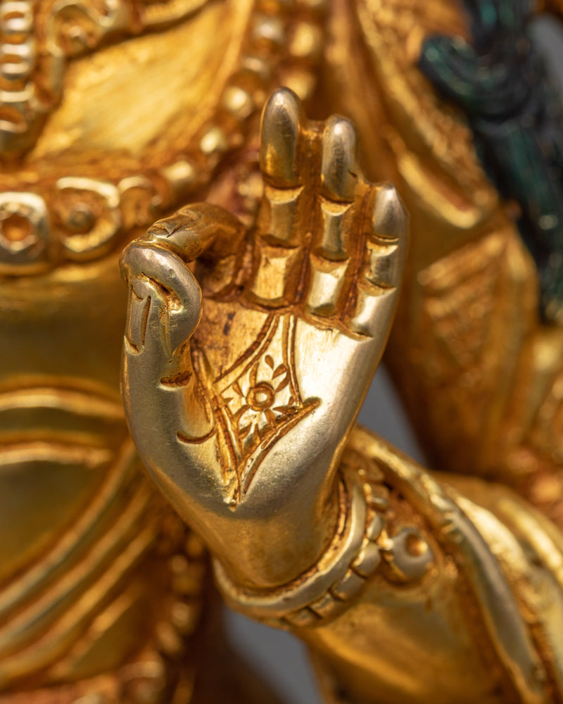 Manjushri Bodhi Statue in 24K Gold | A Beacon of Wisdom and Understanding