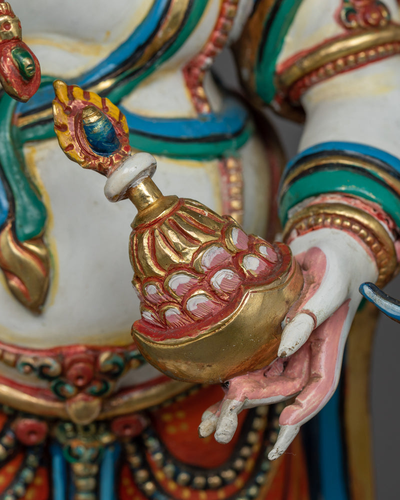 White Six-Armed Mahakala Statue in 24K Gold | A Potent Protector in Vajrayana Buddhism