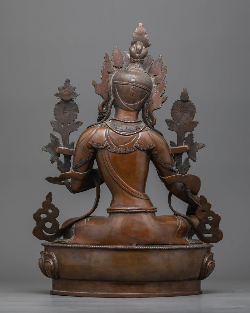 Green Tara Oxidized Copper Sculpture | A Symbol of Active Compassion and Protection