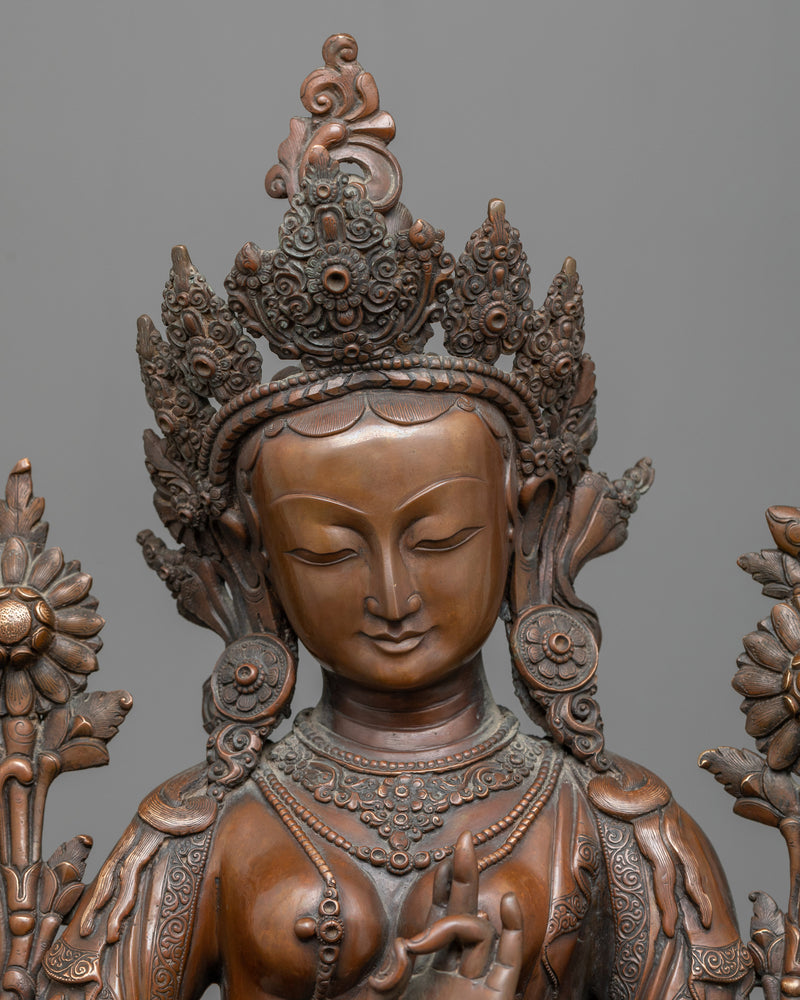 green-tara-oxidized copper sculpture