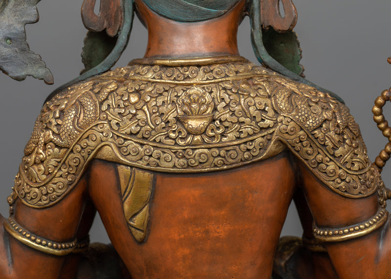 Antique-Finished Red Chenrezig Statue | Himalayan Buddhist Sculpture