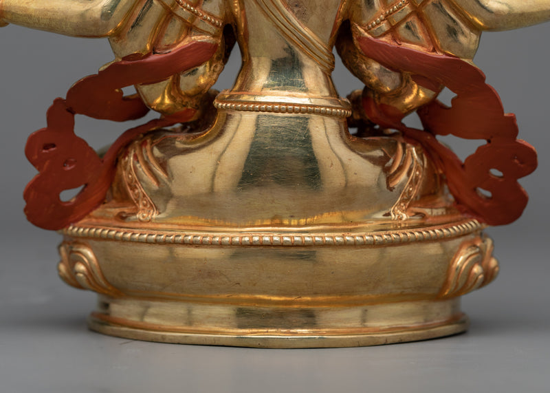 Manjushri Namasamgiti Statue in 24K Gold | A Celebration of Wisdom and Eloquence