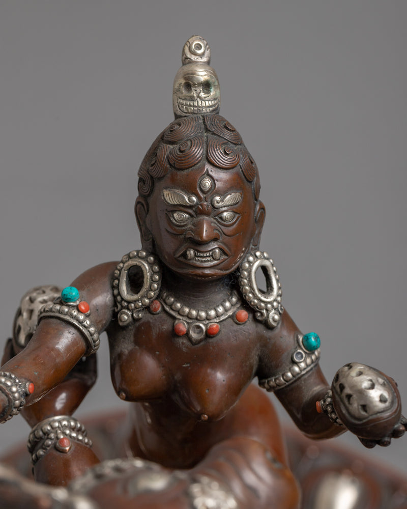 Yamantaka (Kala rupa) with Consort Sculpture in Silver | A Symbol of Ultimate Transformation