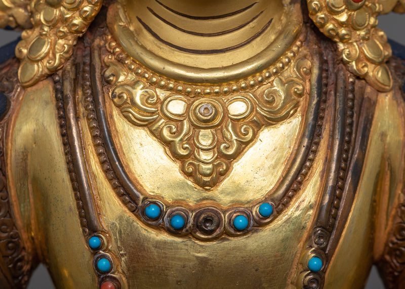 Amitayus Buddha Art in 24K Gold Gilded Oxidized Copper | Himalayan Artwork