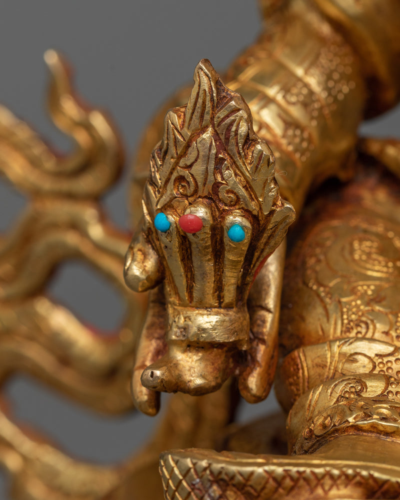 Shanglon Dorje Dudul Statue in 24K Gold | A Symbol of Fearless Energy and Protection