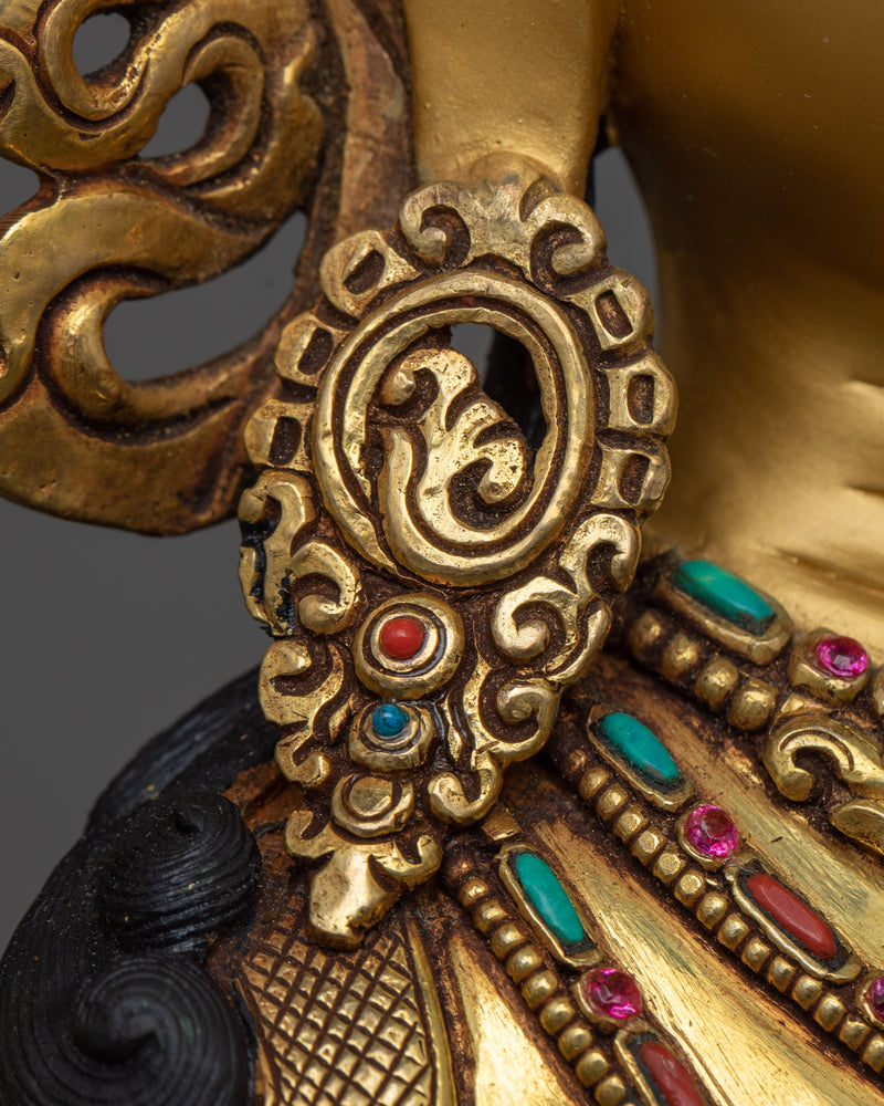 Bodhisattva Chenrezig Sculpture in Triple-Layered 24K Gold | A Masterpiece of Compassion and Grace