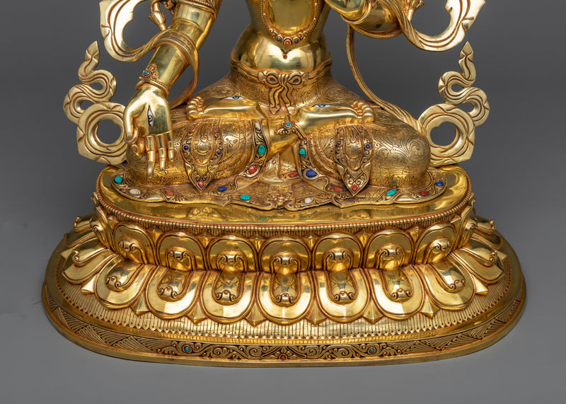 White Tara Gilt Statue in Triple-Layered 24K Gold | A Symbol of Healing and Compassion