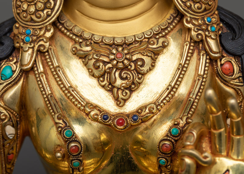 White Tara Gilt Statue in Triple-Layered 24K Gold | A Symbol of Healing and Compassion