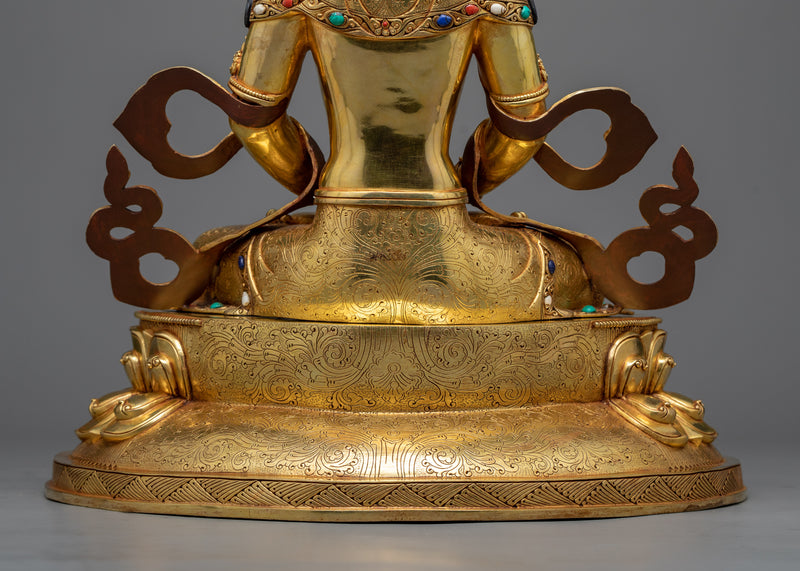 Amitayus Gilt Statue in Triple-Layered 24K Gold | An Icon of Longevity and Spiritual Insight