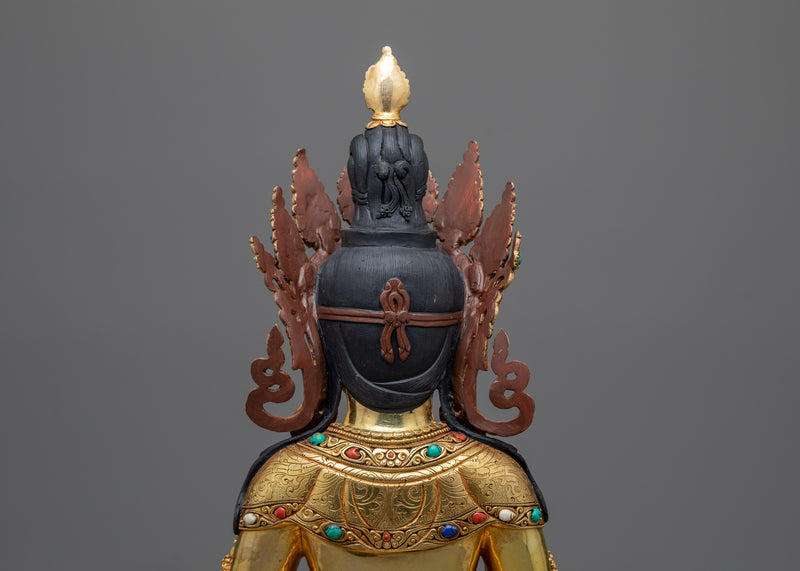 Amitayus Gilt Statue in Triple-Layered 24K Gold | An Icon of Longevity and Spiritual Insight