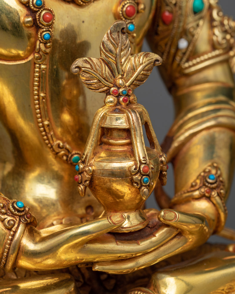 Amitayus Gilt Statue in Triple-Layered 24K Gold | An Icon of Longevity and Spiritual Insight