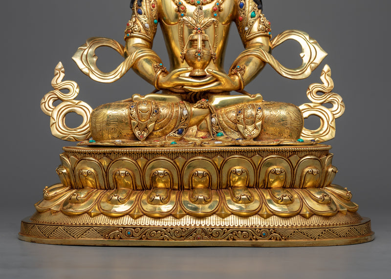 Amitayus Gilt Statue in Triple-Layered 24K Gold | An Icon of Longevity and Spiritual Insight