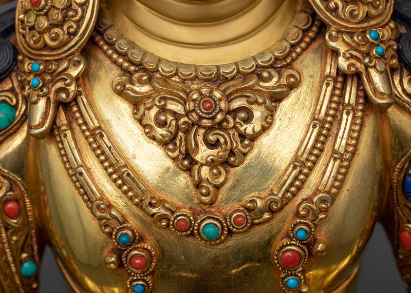 Amitayus Gilt Statue in Triple-Layered 24K Gold | An Icon of Longevity and Spiritual Insight