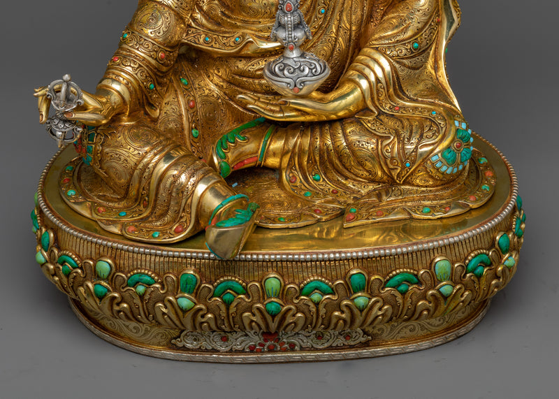 Exquisite Guru Rinpoche Statue with Gemstone Embellishments | Himalayan Artwork