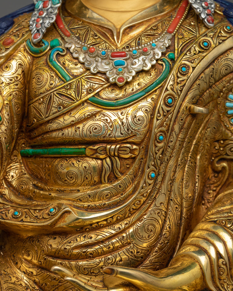 Exquisite Guru Rinpoche Statue with Gemstone Embellishments | Himalayan Artwork